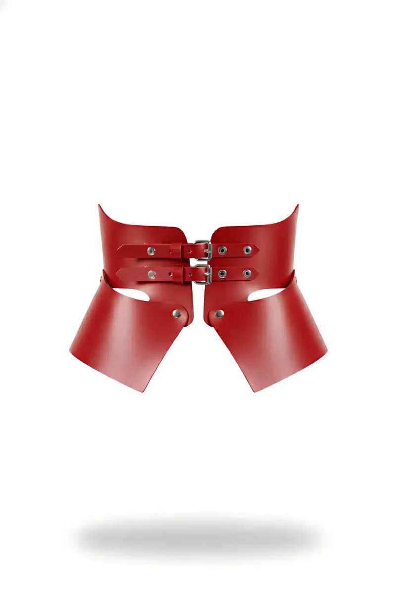 Red Leather Wide Women's Belt, Corset Leather Belt - APFT611