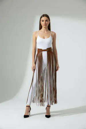 Western Fringe Belt Skirt for Women - Long Statement Fashion