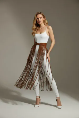 Western Fringe Belt Skirt for Women - Long Statement Fashion