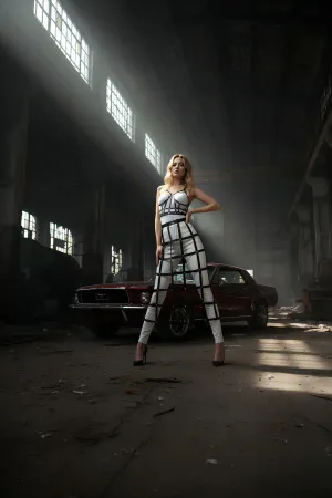 Full Body Harness Outfit for Women - Bold Grid Strap Design