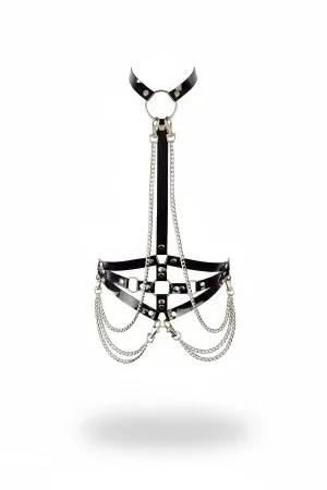Black Women's Belt Chain Faux Leather Body Accessory - APFT10