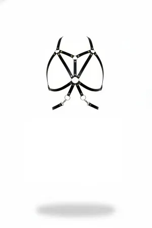 Black Women's Belt Faux Leather Body Accessory with Ring Detail - APFT110