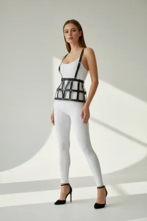 Leather Cage Skirt Harness – Unique Structured Waist Cinch