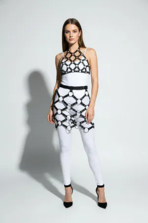 Faux Leather Skirt with Metal Rings | Adjustable Cage