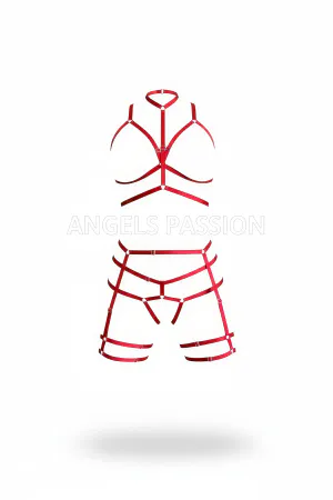 Red Harness Suit High Neck Metal Ring Detailed - APFT142