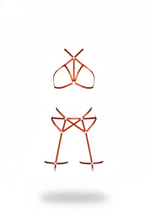 Tile Harness Set with Cross Band, Ring Detail and Garter - APFT161