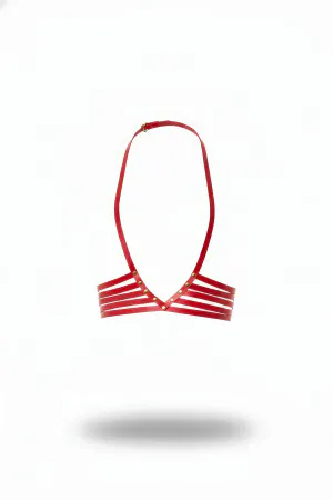 Red Women's Belt Leather Multi-Stripe Body Harness - APFT199