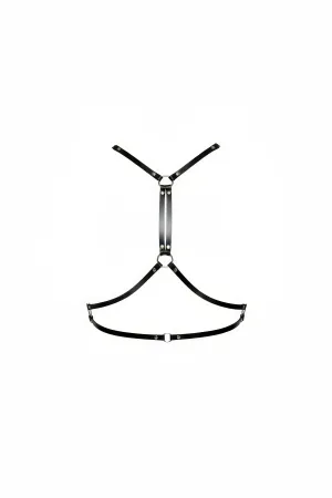 Black Faux Leather Minimalist Body Harness Women Adjustable Straps O-Rings