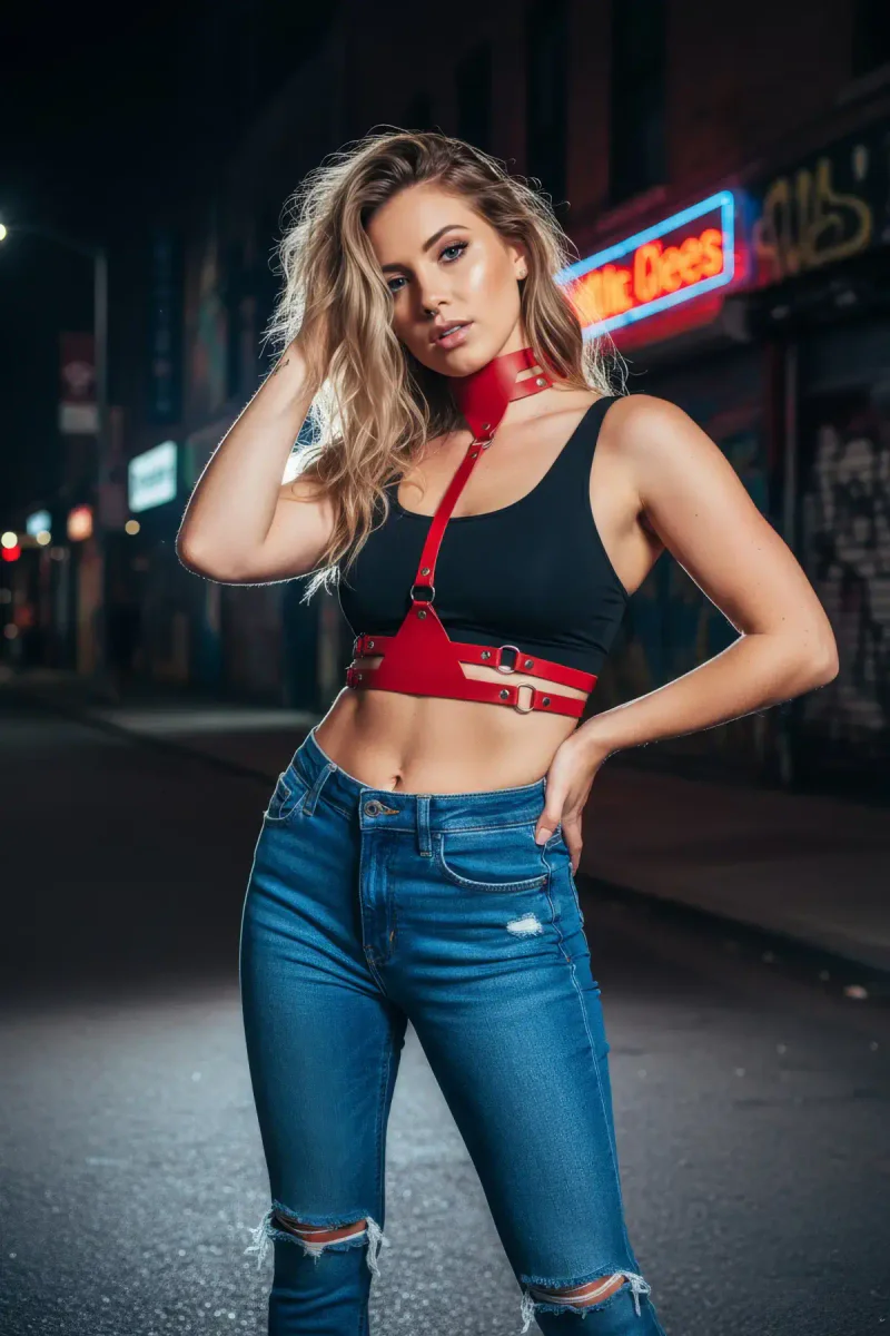 Red Women's Belt Leather Body Accessory - APFT22
