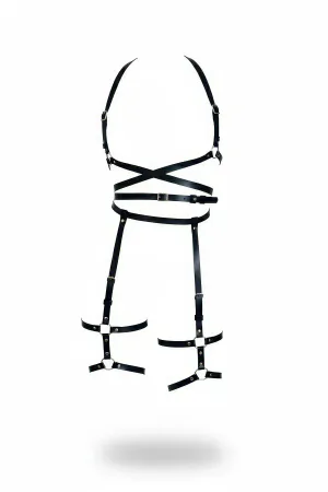 Black Harness Suit Leather Body Garter Accessory - APFT274