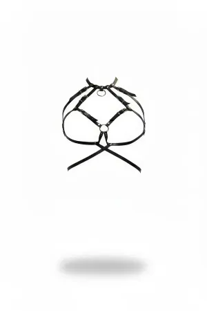 Black Women's Belt Leather Multi-Strap Body Accessory - APFT330