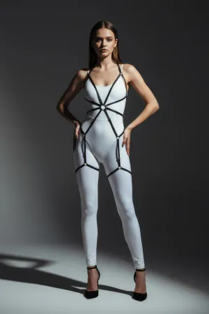 Black Women's Body Harness Full Body Accessory with Cage Detail - APFT360