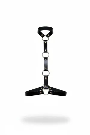 Black Faux Leather Minimalist O-Ring Neck Underbust Harness
