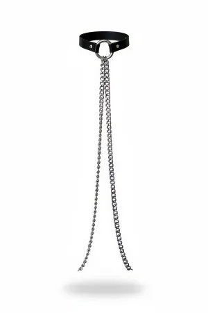 O-Ring Choker Necklace with Draped Dual Chain Detail