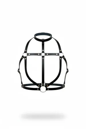 Black Women's Belt Leather Body Accessory with Ring Detail - APFT434
