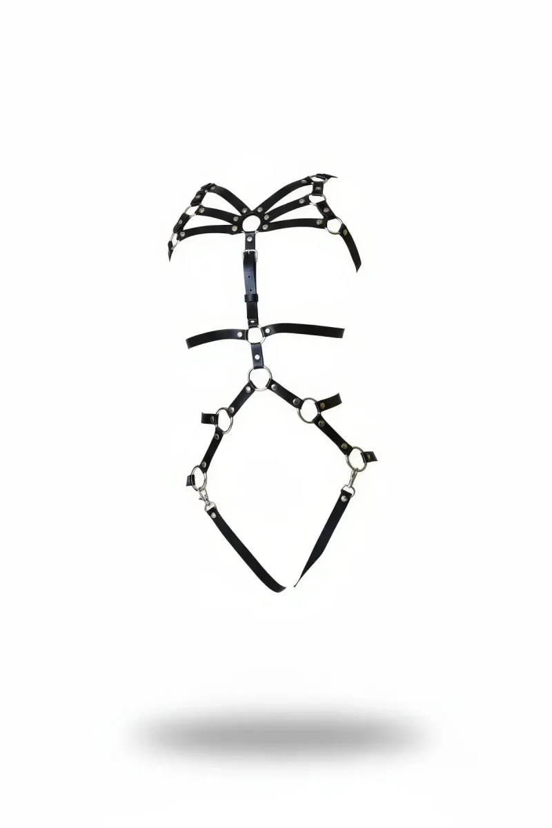 Adjustable Men's Faux Leather Body Harness with Metal Rings