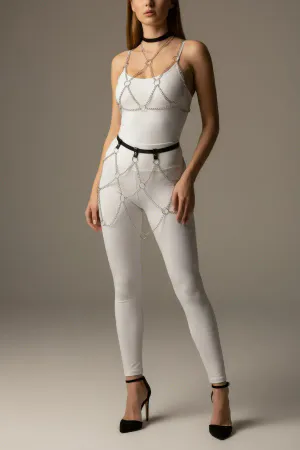 Body Chain Harness for Women - Silver Waist & Leg Jewelry