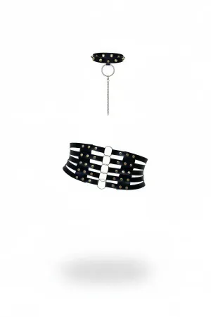 Black Women's Belt Thick Studded Corset Waist Belt - APFT492