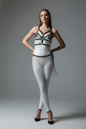 Chain Body Harness Top with Draped Skirt Chains