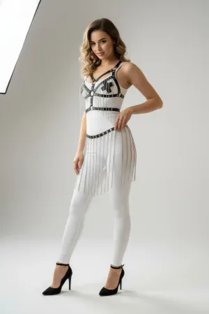 Chain Body Harness Top with Draped Skirt Chains