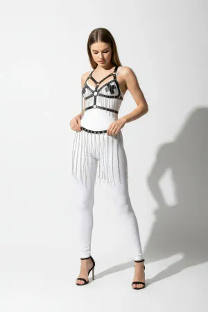 Chain Body Harness Top with Draped Skirt Chains