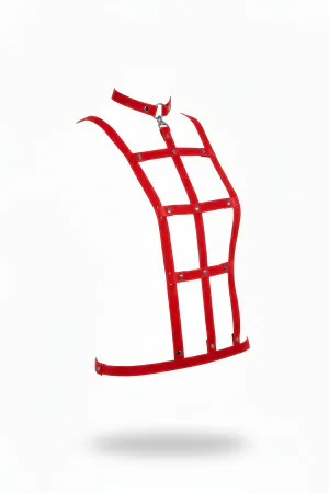 Red Women's Belt Rivet Detailed Cage Body Accessory - APFT4