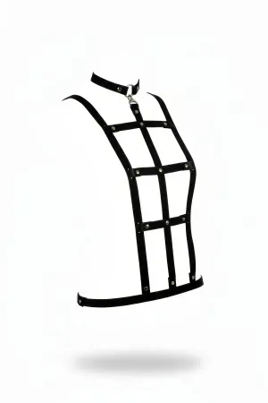 Black Women's Belt Cage Detailed Studded Body Accessory - APFT4