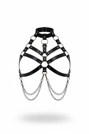 Black Women's Belt, Chain and Ring Detailed Body Accessory - APFT517