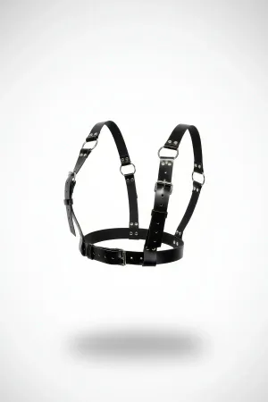 Black Faux Leather Chest Harness Adjustable Shoulder Straps