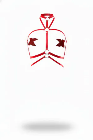 Red Women's Belt Metal Ring Detailed Body Accessory - APFT549