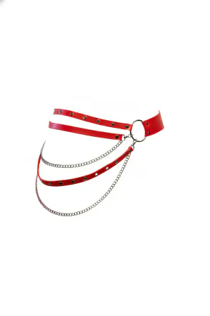Red Women's Belt Chain Multi-Strap Waist Accessory - APFT586