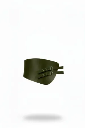 Khaki Women's Belt Thick Double Buckle Wide Waist Accessory - APFT604