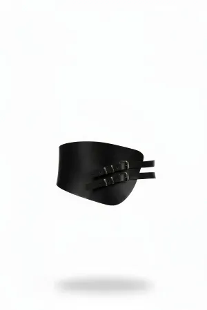Black Women's Belt Thick Corset with Double Buckle - APFT604