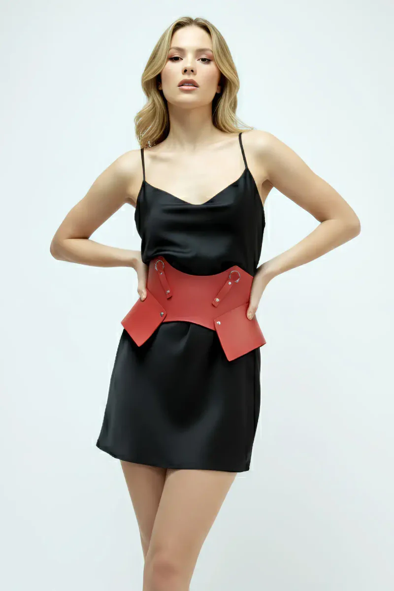 Corset-Style Waist Harness Red Side