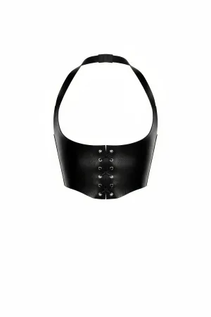 Black Women's Leather Corset Waist Accessory with Belt - APFT613
