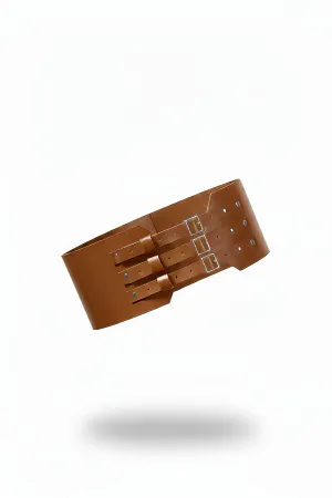 Tan Women's Belt Thick Faux Leather Corset Belt - APFT618