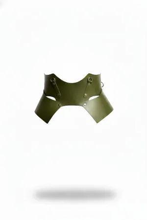 Olive Green Faux Leather Structured Waist Harness Front View