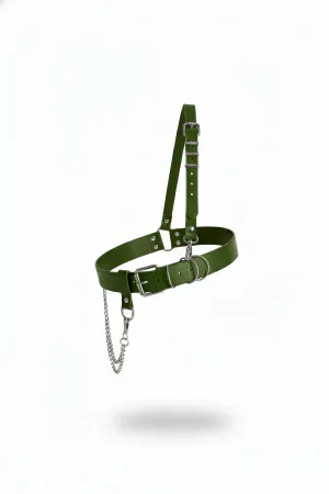 Khaki Women's Belt and Chain Detailed Thick Waist Accessory - APFT620