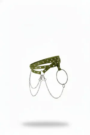 Khaki Women's Belt Chain Detailed Metal Ring Accessory - APFT621