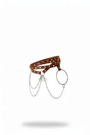 Tan Women's Belt Waist Accessory with Multiple Chain Detail - APFT621