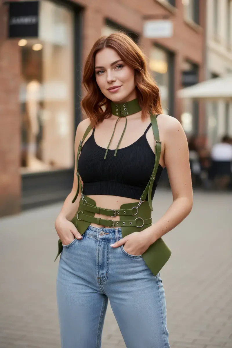 Faux Leather Waist Harness