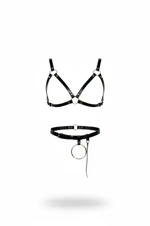 Black Women's Belt Adjustable Waist Accessory with Faux Leather Ring Detail - APFT651