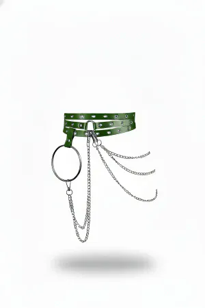 Khaki Women's Belt Chain Detailed Studded Triple Waist Accessory - APFT731