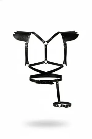 Black Women's Belt Shoulder Detailed Multiple Buckle Body Accessory - APFT740