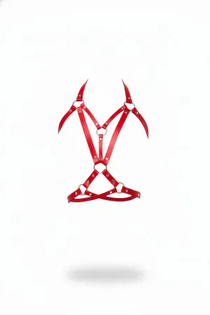 Red Women's Belt Body Accessory with Metal Ring Detail - APFT744