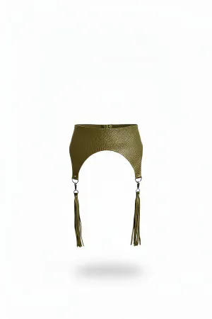 Khaki Women's Belt Wide Corset Tasseled Waist Accessory - APFT755