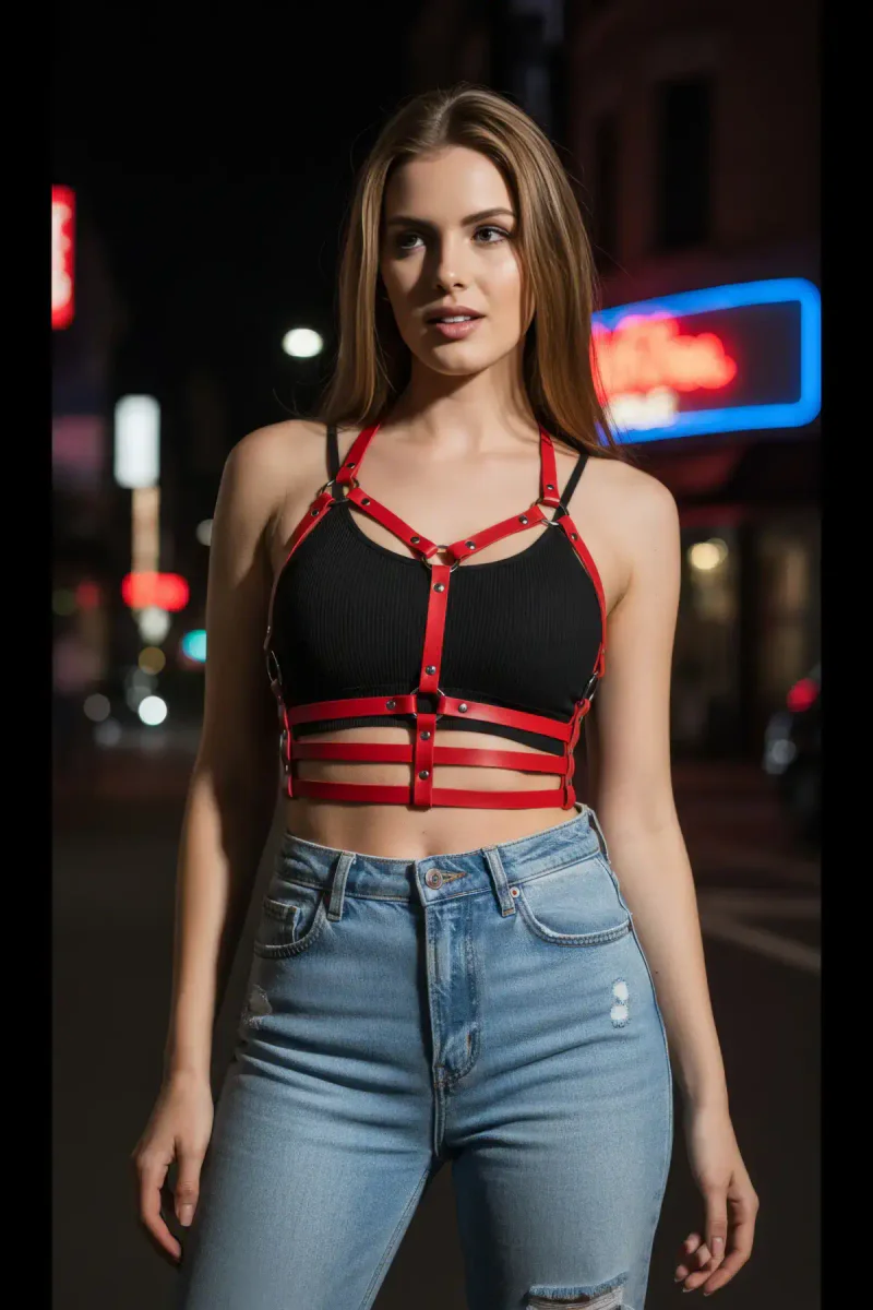 Vegan Leather Ribcage Harness Detail Close