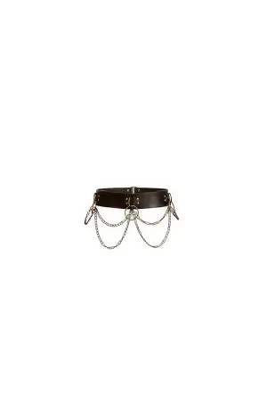 Black Women's Belt Thick Chain Detailed Waist Accessory - APFT763