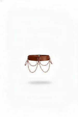 Tan Women's Belt Thick Chain Detailed Waist Accessory - APFT763