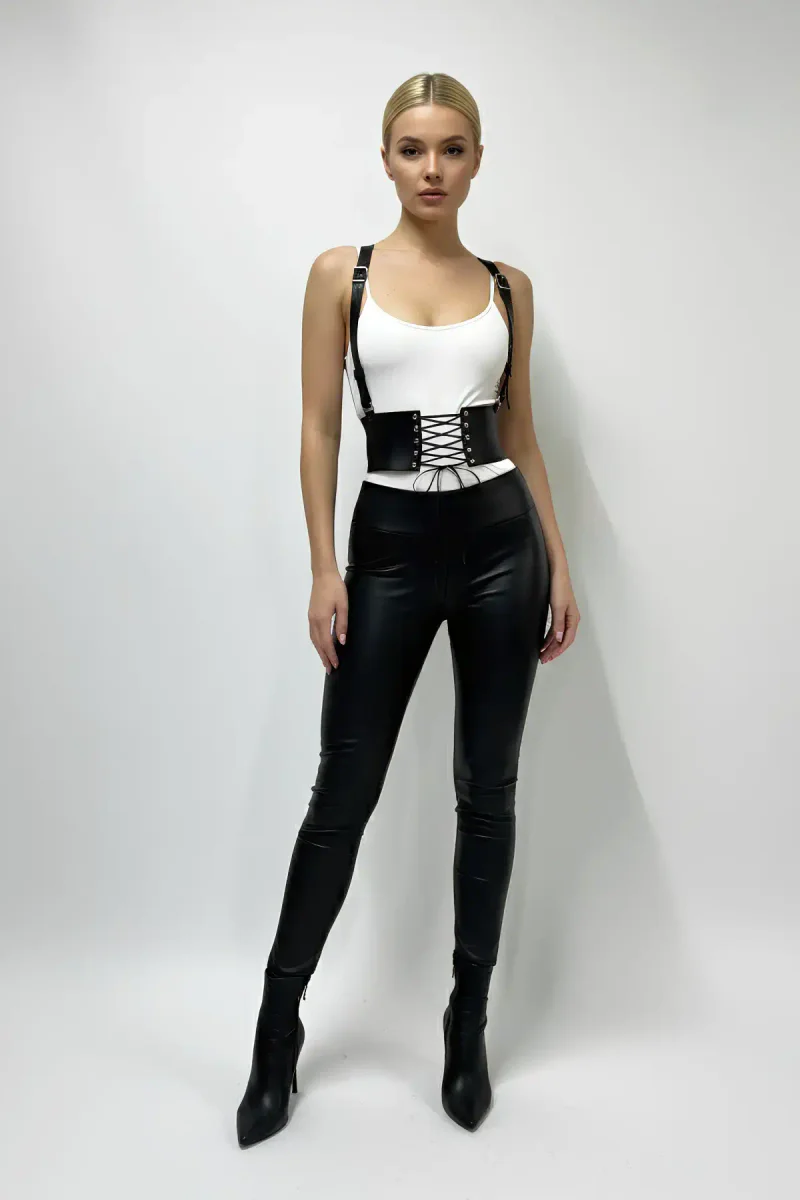 Black Women's Belt Lace-Up Thick Corset Waist Accessory - APFT822